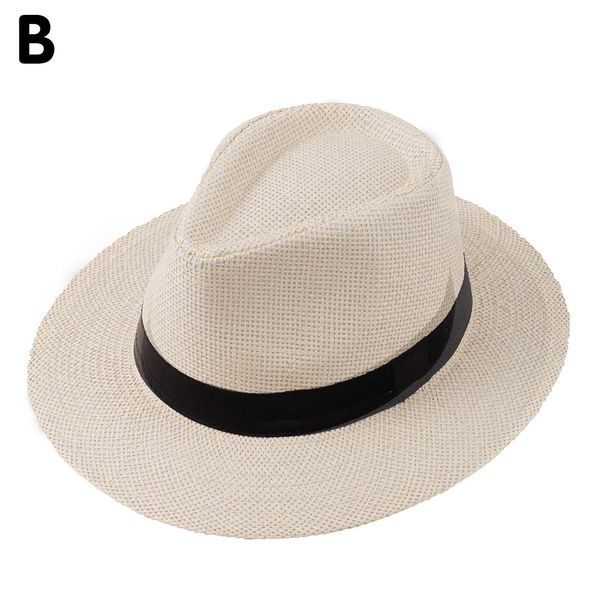 Hot Sale Fashion Summer Casual Unisex Beach Large Brim Jazz Sun Panama Paper Straw Women Men Cowboy Fedora Hat Gangster_mkmklike.com
