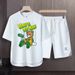 Men's Clothing 2024 Waffle Casual Summer Suit Men's Loose Teen Short sleeved T shirt Shorts Handsome Two piece Suit_mkmklike.com
