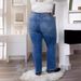 Women’s Clothing New Women's Jeans Women's Pants Straight Trousers Mid Waist Elastic Large Size Slightly Flared Frayed Edge_mkmklike.com