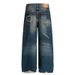 Men's Vintage Washed Distressed Splatter Paint Straight Leg Jeans - Loose Fit Raw Hem Denim Pants For Casual Streetwear_mkmklike.com