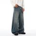 American High Street Scimitar Jeans Men's Washed Vintage Design Three-Dimensional Tailoring Loose Wide-Leg Pants_mkmklike.com