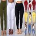 Women's High Waist Stretch Skinny Jeans – Plus Size Candy Color Denim Pants For Work & Streetwear (White/Black/Light Blue/Burgundy/Army Green)_mkmklike.com