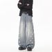 Men's Clothing Unisex Casual Straight Leg Jeans Style Trendy Wide Leg Trousers Bamboo Textured Washed Curved Denim_mkmklike.com