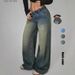 Hot Sale Elastic Waist Elastic Jeans Men's Couple Autumn And Winter Retro Street Casual Straight Wide Leg Pants_mkmklike.com