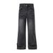 Unisex Baggy Jeans With Cracked High-Street Style – Relaxed Fit, Flared Leg, Vintage Washed Denim For Men & Women_mkmklike.com