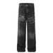 Men's Clothing Summer Wide Leg Jeans Distressed Washed Lightning Pattern American Style Retro Fashion Handsome Casual Denim_mkmklike.com