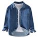 Blue Denim Shirt Men's Retro Washed Product Long Sleeved Shirt Loose Casual Jacket Men's Top_mkmklike.com