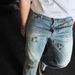 Men's Retro Hole Jeans High Street Style Washed Tie Dye Piled Up Trousers Quality Ink Splashed Trendy Casual Denim_mkmklike.com