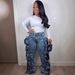 Women's Clothing Women's Style Denim Cargo Pants Straight Leg Trousers With Multiple Pockets Street Style Unique Design_mkmklike.com