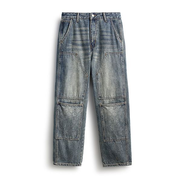 Men's Clothing Jeans Workwear Multi Pocket Trousers New Retro Distressed Washed Straight Harem Jeans _mkmklike.com