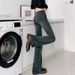 ELLE Vintage Two-Button High-Waisted Flared Jeans For Petite Women, New Spring And Autumn Slim Fit Stretchy Bootcut Pants_mkmklike.com