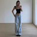 Women's Clothing Retro High Street Jeans Washed Light Blue Design Straight Mopping Pants Loose Trousers_mkmklike.com