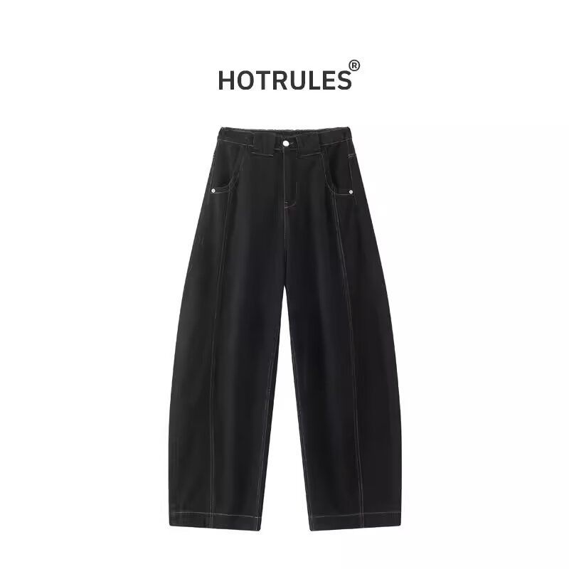 Plus Size Vintage Washed Jeans – Distressed Wide-Leg Pants For Women, Relaxed Fit & Comfort Stretch (Black/Blue, S-3XL)_mkmklike.com