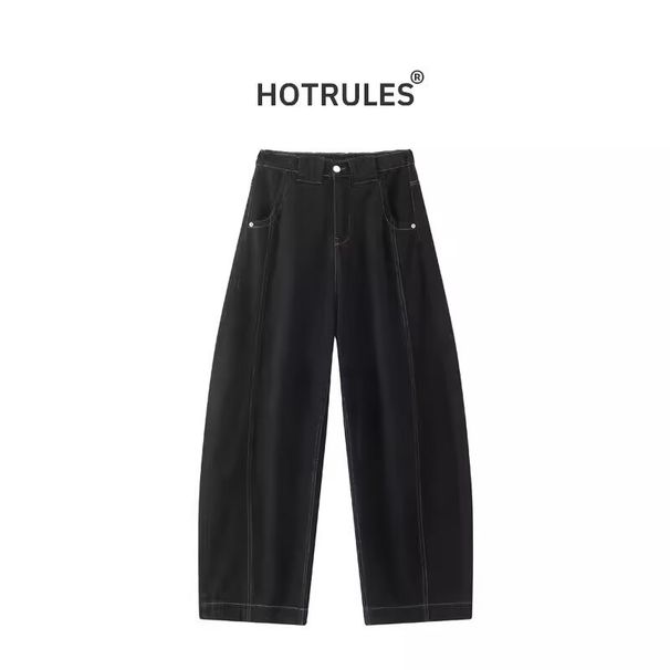 Plus Size Vintage Washed Jeans – Distressed Wide-Leg Pants For Women, Relaxed Fit & Comfort Stretch (Black/Blue, S-3XL)_mkmklike.com