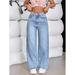 Women's High Waist Wide Leg Jeans – Retro Drape Denim Pants For Summer, Loose Straight Fit & Versatile Styling_mkmklike.com