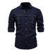 Men's Clothing New Men's Casual Shirt Size Solid Color Pocket Decoration Long Sleeve Shirt Men_mkmklike.com