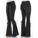 K Jeans Mid Waist Lace Up Denim Pants Stretch Jeans Women's Flared Pants_mkmklike.com