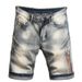 Men's Summer Thin Denim Shorts Loose Straight Leg Retro Patchwork Stretch 5 Point New Style_mkmklike.com