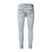 Men's Clothing Men's Slim Fit Stretch Jeans With Distressed Brick Pattern - Vintage Streetwear Style For Height Enhancement (Light Blue)_mkmklike.com