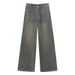 Designed Wide-Leg Retro Jeans For Women Spring 2024 New High-Waisted Slimming Pants Straight-Leg Floor-Length Trousers_mkmklike.com