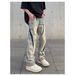 Nordmann European And American Style Retro Yellow Mud-Dyed Distressed Ripped Jeans For Men, Ins Trendy Brand, Straight Loose High_mkmklike.com