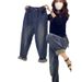 Plus-size High-waisted Straight-leg Jeans For Women, Spring And Autumn, Loose-fitting, Slimming, Casual, Versatile_mkmklike.com