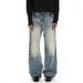 Men's Washed Vintage Distressed Whiskered Slim Fit Jeans Trendy High Street Style Straight Leg Loose Fit Cool Trousers_mkmklike.com