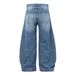 Loose Wide-Leg Ripped Washed Denim Scimitar Unique Design Gradient Vintage Deconstructed Patchwork Long Pants For Men_mkmklike.com