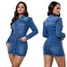 Women's Long Sleeve Denim Jacket - Slim Fit Stretch Cropped Blazer Style Coat (5 Sizes, S-2XL)_mkmklike.com