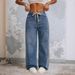 Women's Clothing Vintage Wide Leg Jeans For Women – High Waist, Relaxed Fit, Flared Trousers With Washed Denim & Beaded Details_mkmklike.com