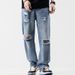 Mode Vintage Jeans Herren Streetwear Zerrissen Lose Hip Hop Loch Hose Lässig Gerade Männliche Kleidung Breite Jeans Hose_mkmklike.com