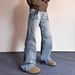Men's Vintage Washed Straight-Leg Jeans - American Retro High-Street Denim Pants (Blue, S/M/L/XL/XXL/XXXL)_mkmklike.com