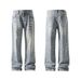 New Autumn Winter American-style Design Plus-size Vintage Bamboo Pattern Washed Flared Jeans, Loose Pants For Trendy Men_mkmklike.com