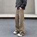 American Vintage Maillard Brown Casual Jeans Men's Tide High Street Vibe Straight Micro-pull Cleanfit Pants_mkmklike.com