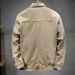 Large Size Men's Clothing Autumn Tide Brand Pure Khaki Denim Jacket Men's Plus Size Single-breasted Fat Denim Jacket_mkmklike.com