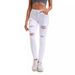 Women High Waisted Ripped Leggings Women Slim Fit Holes Trousers Pencil Pants Casual Fashion Clothing_mkmklike.com