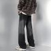 Nordmann Black Gradient Jeans For Men, Autumn And Winter Vintage Washed Casual Pants, American Style Loose Straight Versatile_mkmklike.com