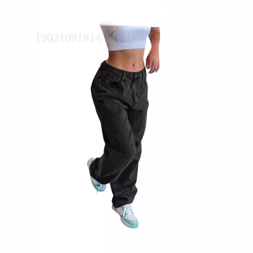 Autumn Winter New Y2K Style Women's Mid Waist Baggy Jeans Fashion Casual Denim Wide Leg Pants Street Hipster Trousers S-XL_mkmklike.com