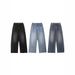 "Men's Loose Fit Washed Jeans – Korean Streetwear Straight Leg Denim Pants (Light Blue/Dark Blue/Black, S/M/L/XL/XXL/XXXL)"_mkmklike.com