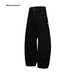 Unisex Vintage Washed Star-Print Jeans – High-Waisted Relaxed Fit, 60% Cotton, Distressed Hem, Y2K Streetwear Aesthetic (Black)_mkmklike.com