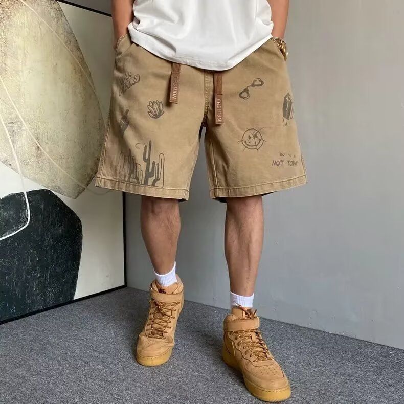Streetwear Utility Cargo Shorts – Oversized Drawstring Waist (Military Pockets, Rugged Polyester, Anti-Fit Silhouette, Unisex Urban Explorer)_mkmklike.com
