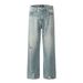 Distressed Washed Denim Straight Pants Men Punk Vibe Trendy Brand Vintage Frayed Casual Loose Wide-Leg Long Trousers_mkmklike.com