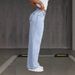 Women's Clothing High-Waisted Wide - Classic Light Blue Denim Pants With Flowy Fit, Comfortable Cotton Blend Fabric For Casual & Streetwear Outfits_mkmklike.com