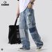Trendy Brand Perforated Men's Jeans Loose And Straight Sleeves, Made Of Old Stickers, Beggars' Pants With Hip-Hop Edges_mkmklike.com