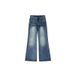Retro Style High-Waisted Flared Straight Leg Jeans for Women plus Size Slimming Long Pants Autumn Style for Chubby Girls Pear Shaped Figures_mkmklike.com