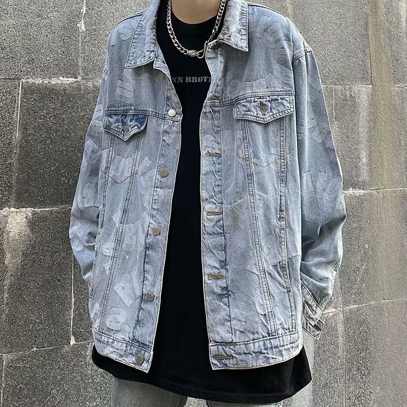 Loom European And American High Street Style Retro Washed Distressed Loose Denim Jacket Unisex Solid Color Simple Versatile_mkmklike.com