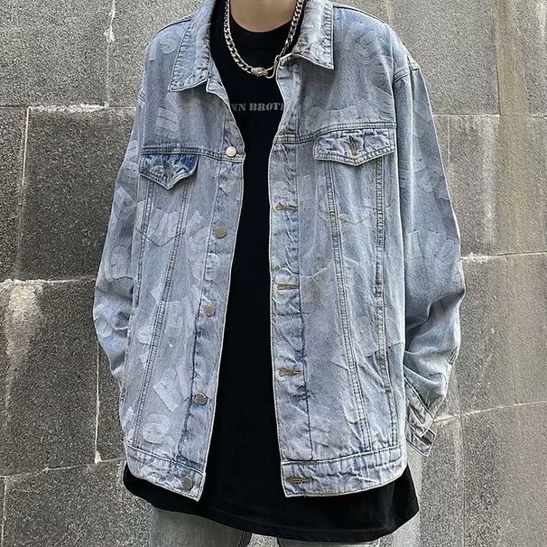 Loom European And American High Street Style Retro Washed Distressed Loose Denim Jacket Unisex Solid Color Simple Versatile_mkmklike.com