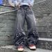 Men's Clothing Men's High-Waisted Straight Leg Jeans Style Washed Distressed Star Patch Loose Fit For Formal & Casual_mkmklike.com