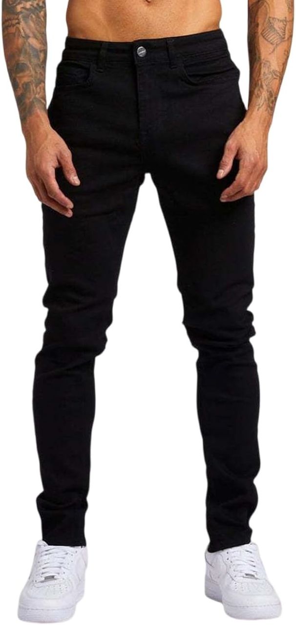 Men's Retro Washed Straight Leg Skinny Jeans Cool Stylish Trendy Versatile Commuter Trousers_mkmklike.com