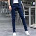 Men's Clothing Gray Snowflake 2025 New Jeans Men's Slim Fitting Men's Pants Men's Long Pants Korean Style Tight Trend_mkmklike.com